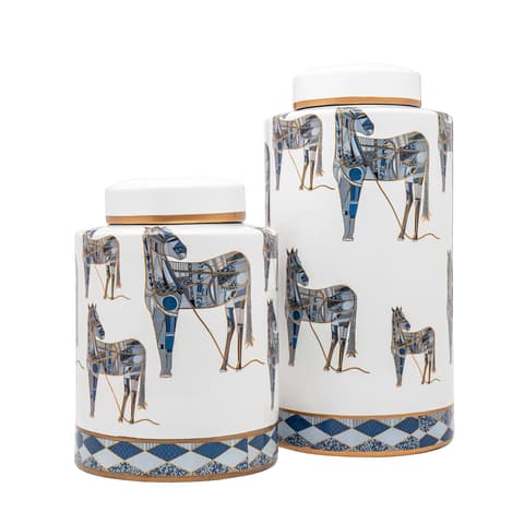 Eloisa Bundle vases in white and blue, shown in a product front view as image 1