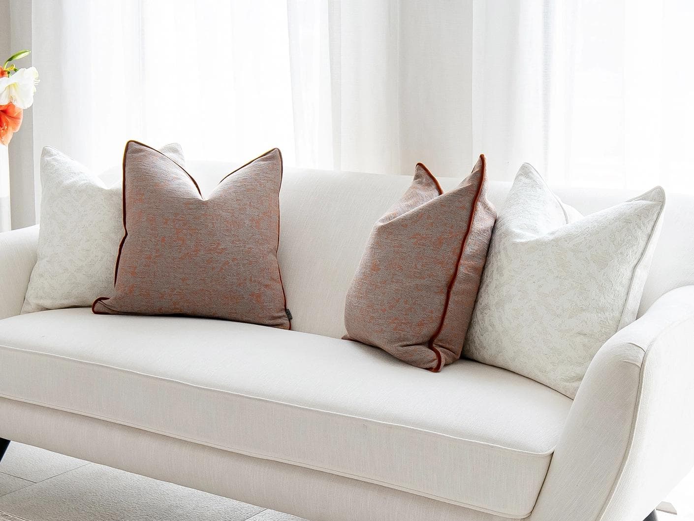 Cassie Bundle bundle - indoor in orange, white and red, shown in a lifestyle right view as image 2