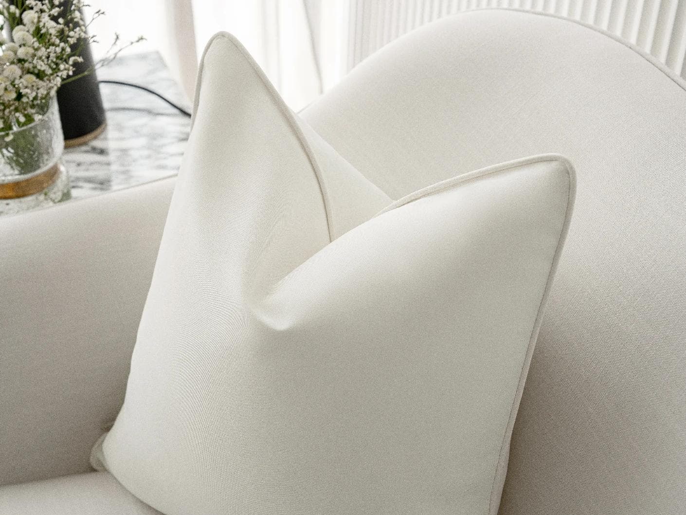 Aelia Bianca single - outdoor in soft ivory and ivory, shown in a lifestyle right view as image 1