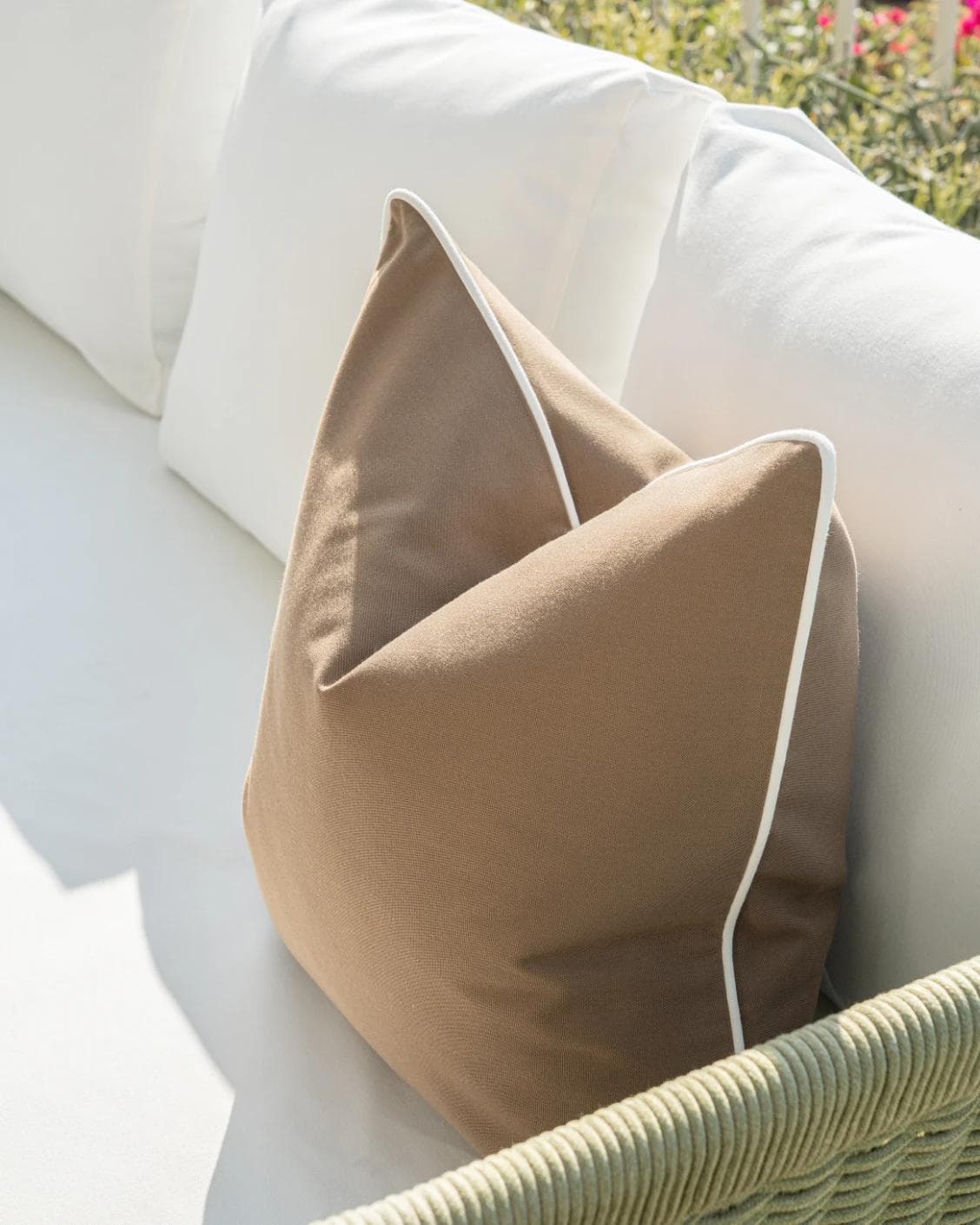 Aelia Braun cushion in brown, shown in a lifestyle right view as image 5