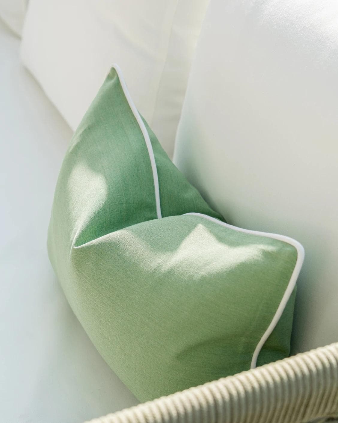 Aelia Fern II cushion in forest green and green, shown in a lifestyle top view as image 5