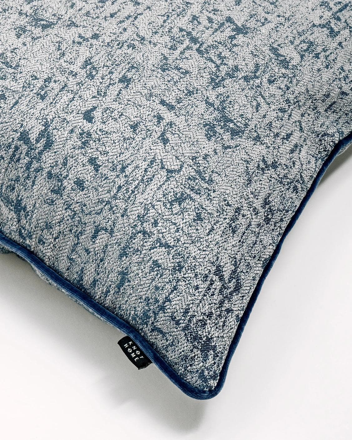 Alba Canova cushion in navy, grey and blue, shown in a product top view as image 6