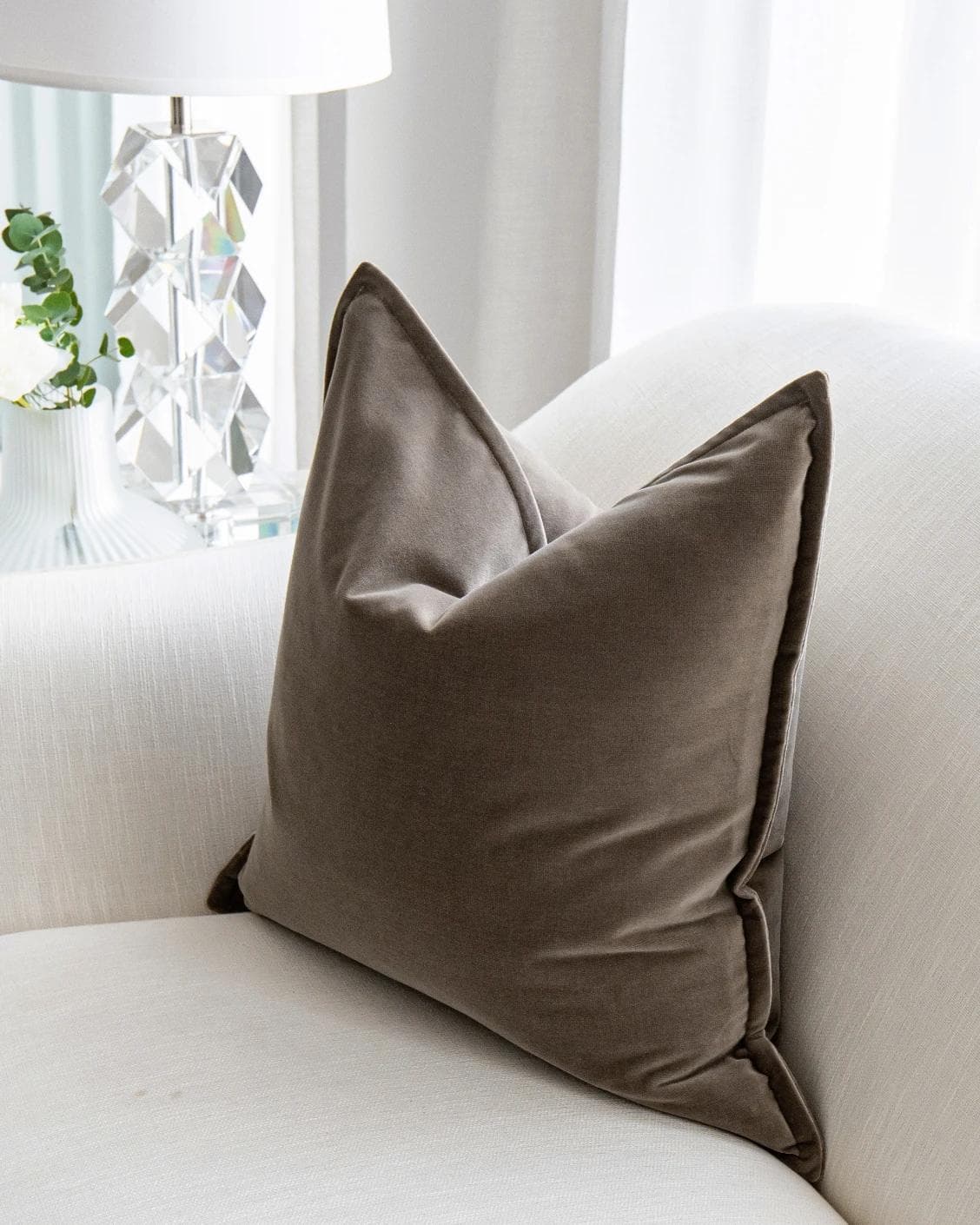 Alessandra Braun cushion in brown, shown in a lifestyle right view as image 5