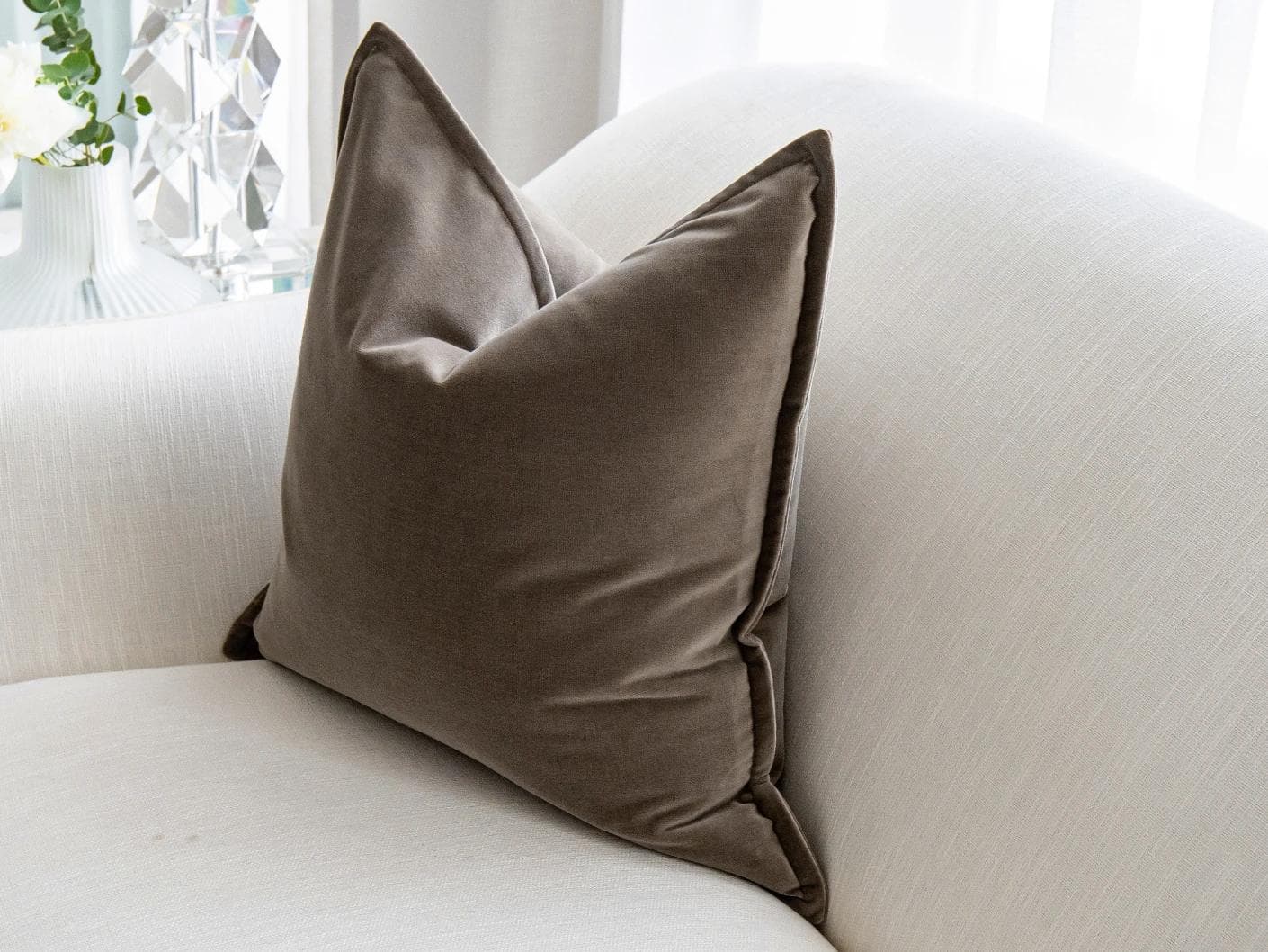 Alessandra Braun cushion in brown, shown in a lifestyle right view as image 5