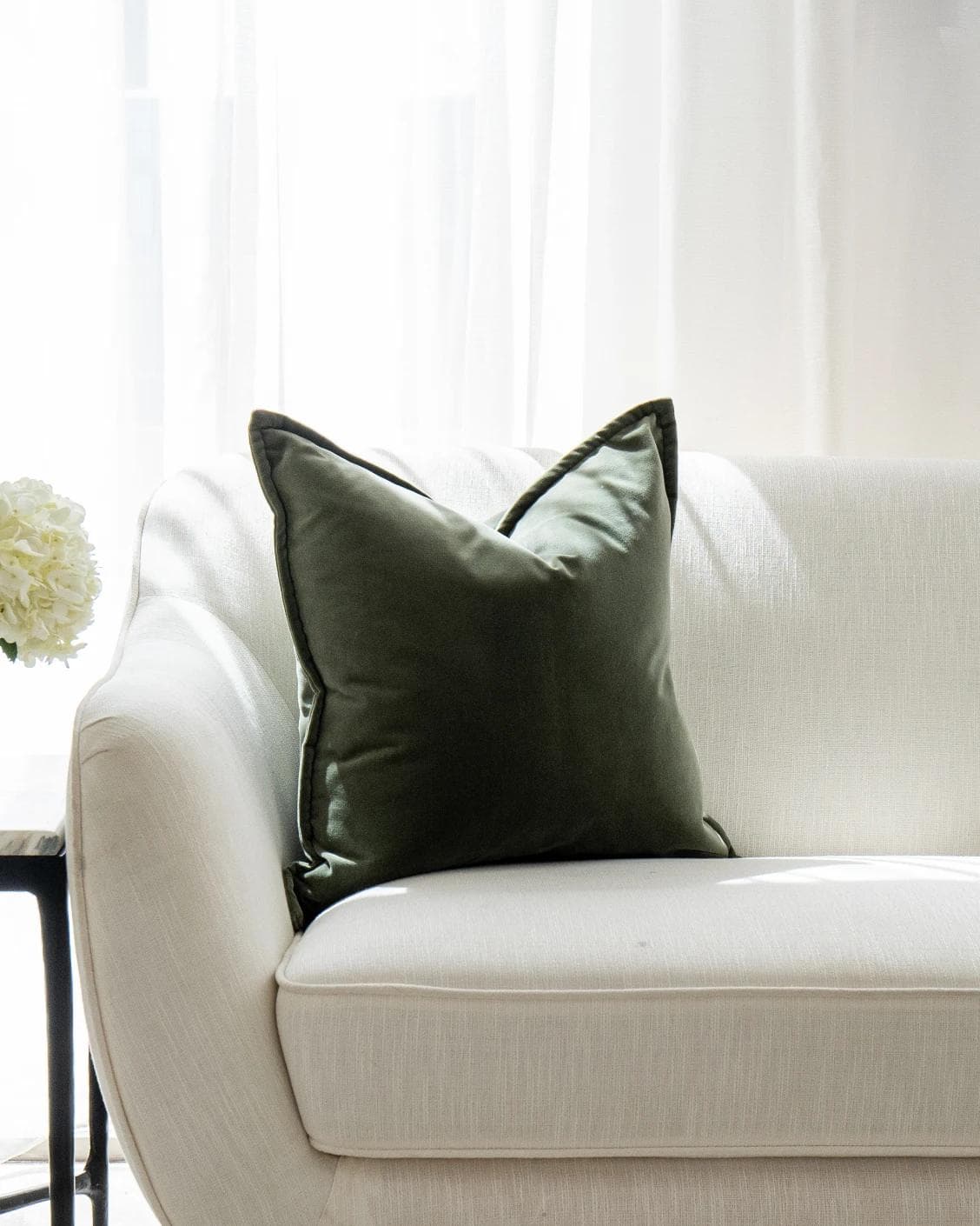 Alessandra Forest cushion in green and forest green, shown in a lifestyle front view as image 5