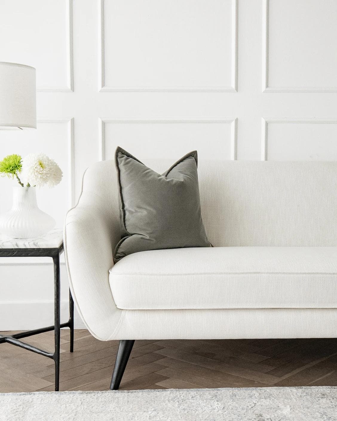 Alessandra Laurent cushion in grey, shown in a lifestyle front view as image 4