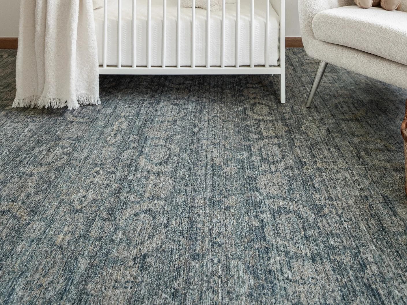 Alexander Azure carpets in blue, shown in a lifestyle close-up front view as image 3