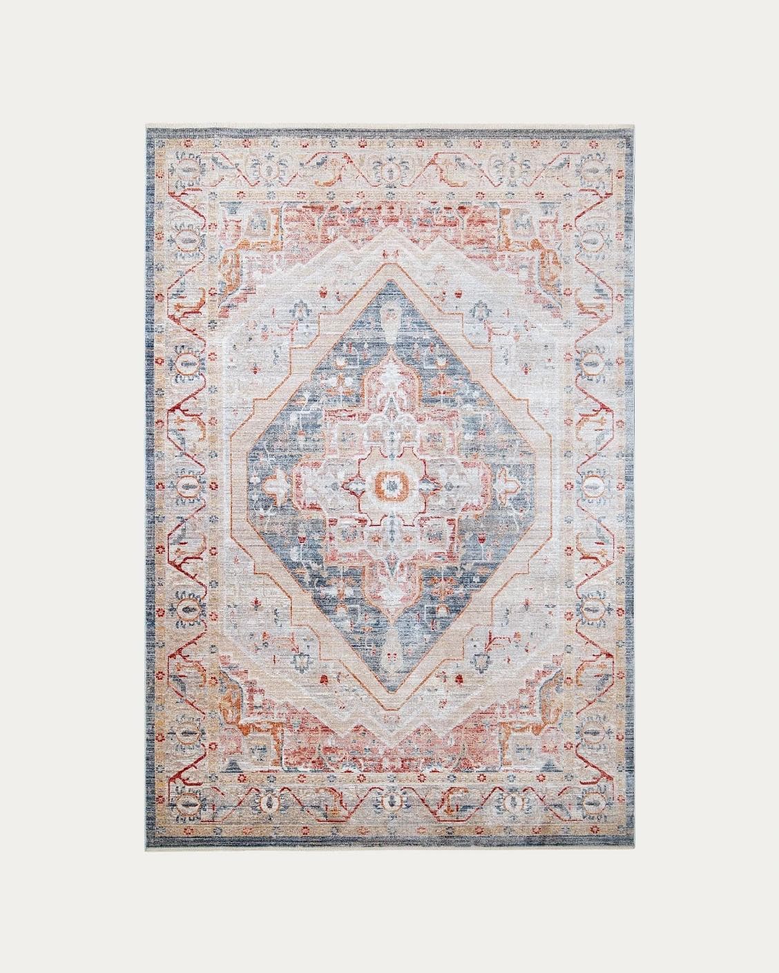 Alexander Rouge carpets in beige, blue and red, shown in a product top view as image 1