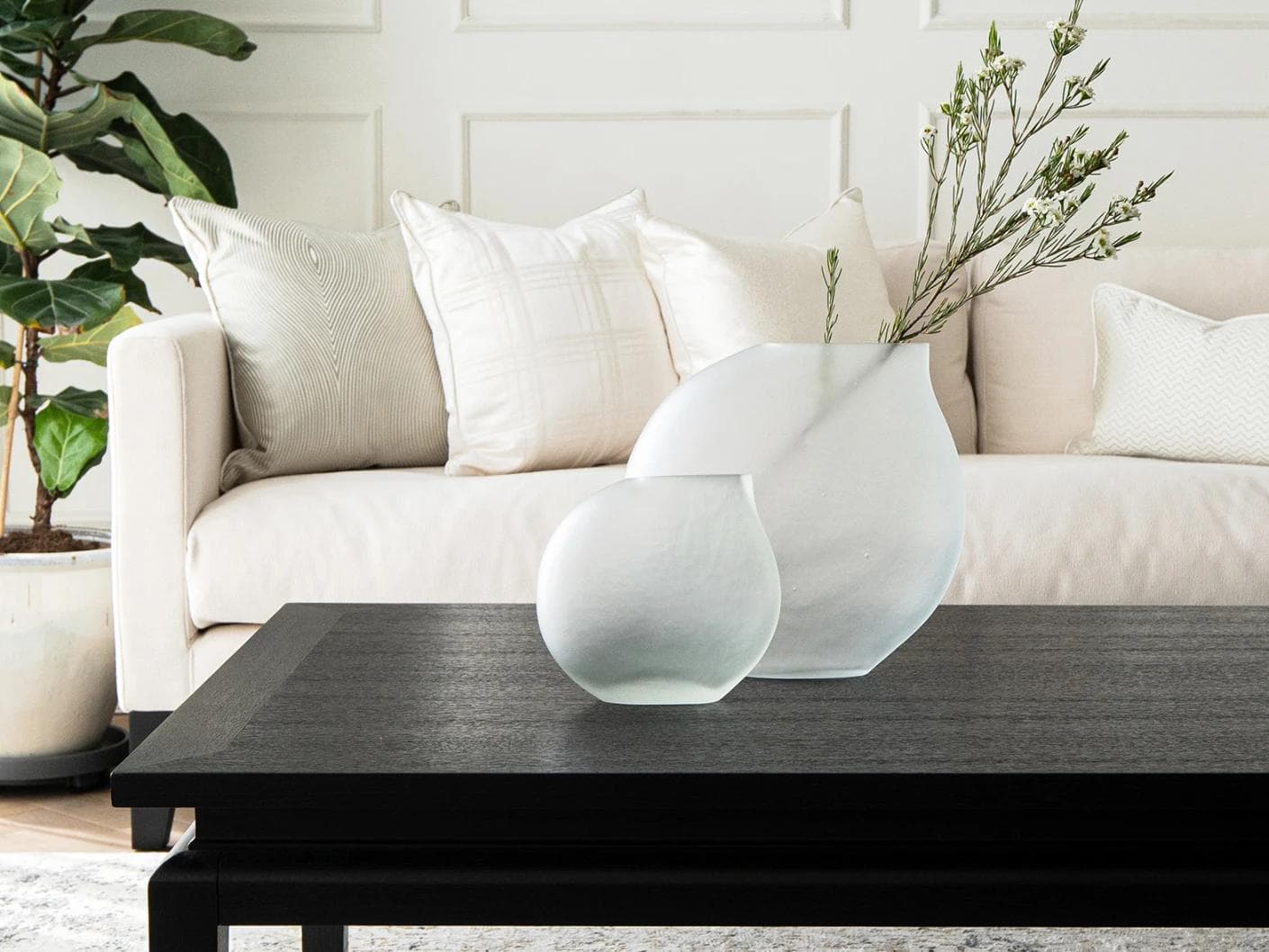 Alice Bundle vases in white, shown in a lifestyle front view as image 5