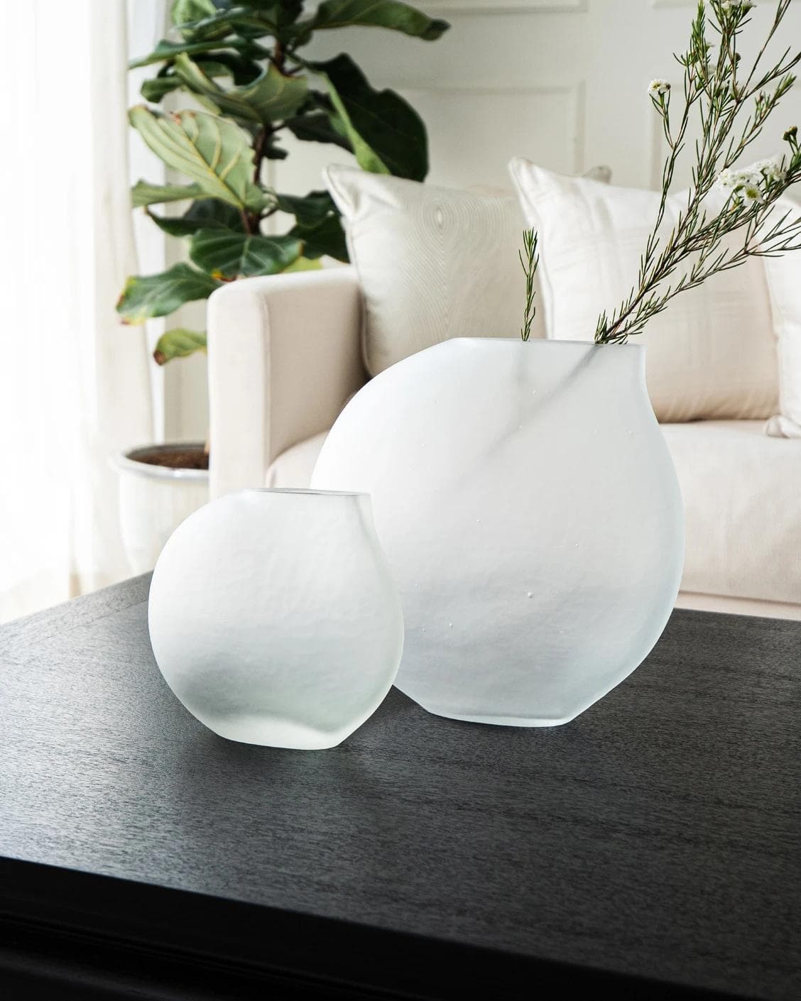 Alice Bundle vases in white, shown in a lifestyle right view as image 2