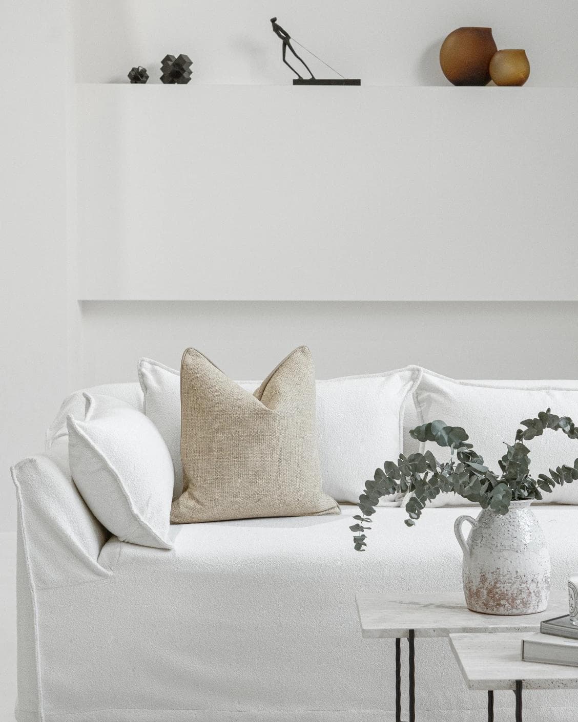 Alin Klimt cushion in beige and taupe, shown in a lifestyle front view as image 4