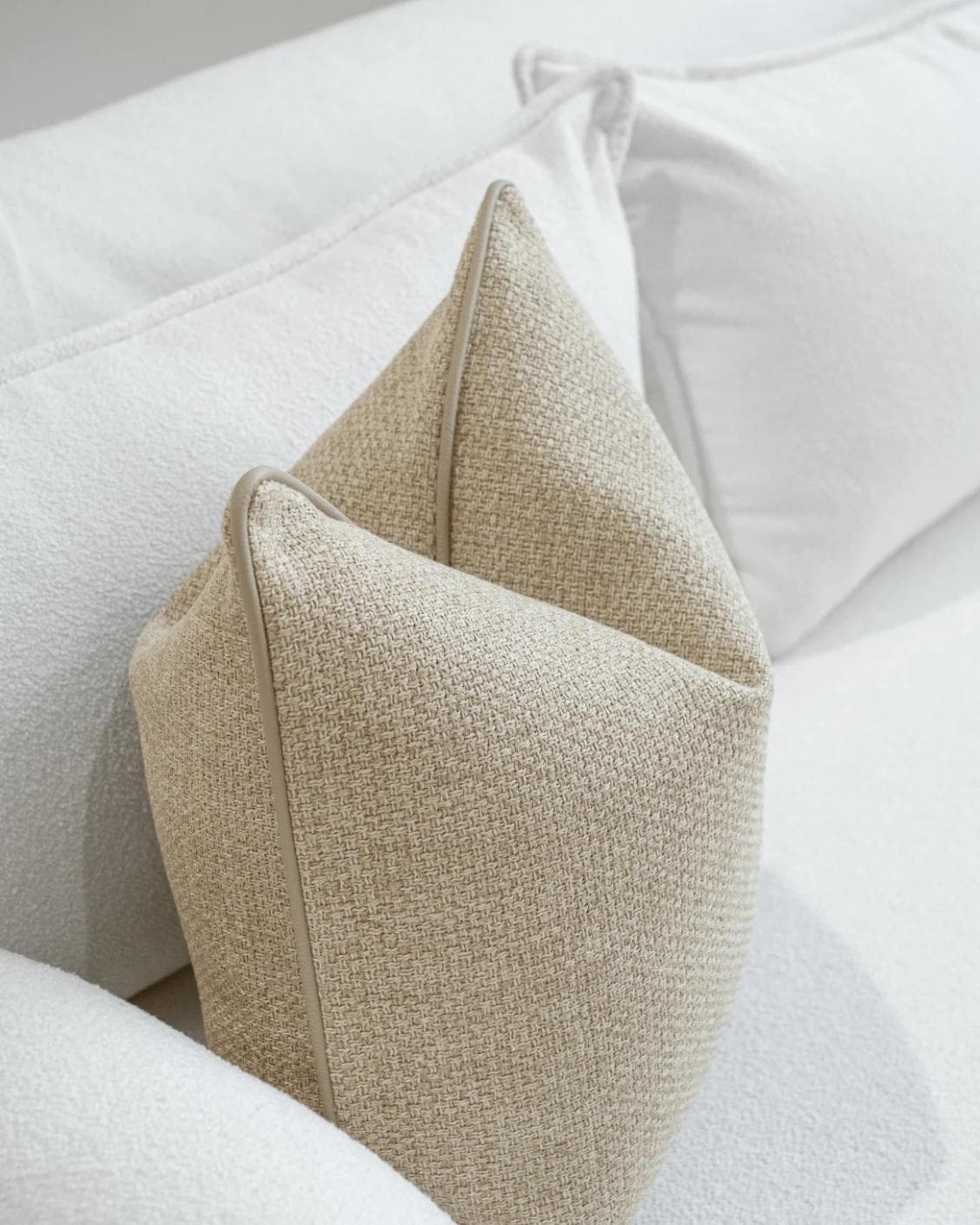 Alin Klimt cushion in beige and taupe, shown in a lifestyle left view as image 5