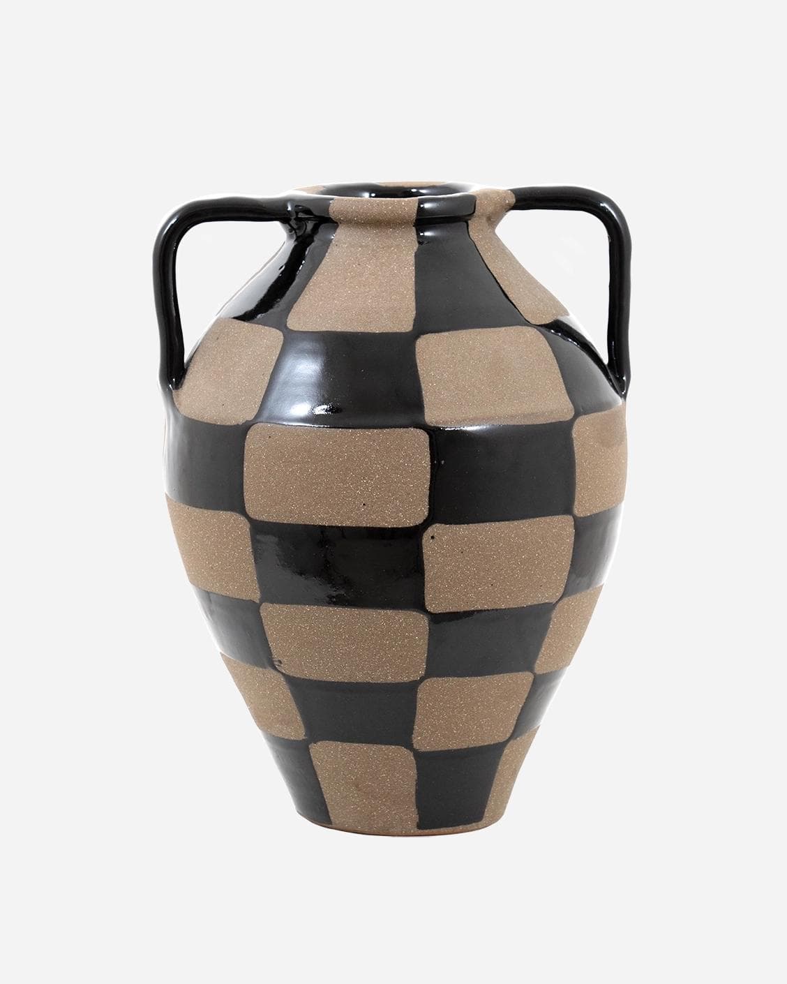 Alisca Terra vases in charcoal black, warm clay, brown and black, shown in a product front view as image 1
