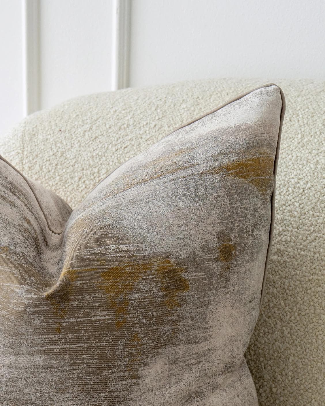 Alma Klimt cushion in yellow and silver, shown in a lifestyle front view as image 5