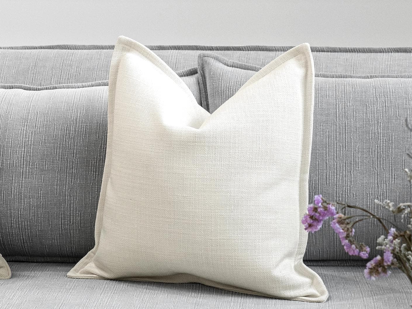 Ansh Bundle cushion in yellow and white, shown in a lifestyle front view as image 5