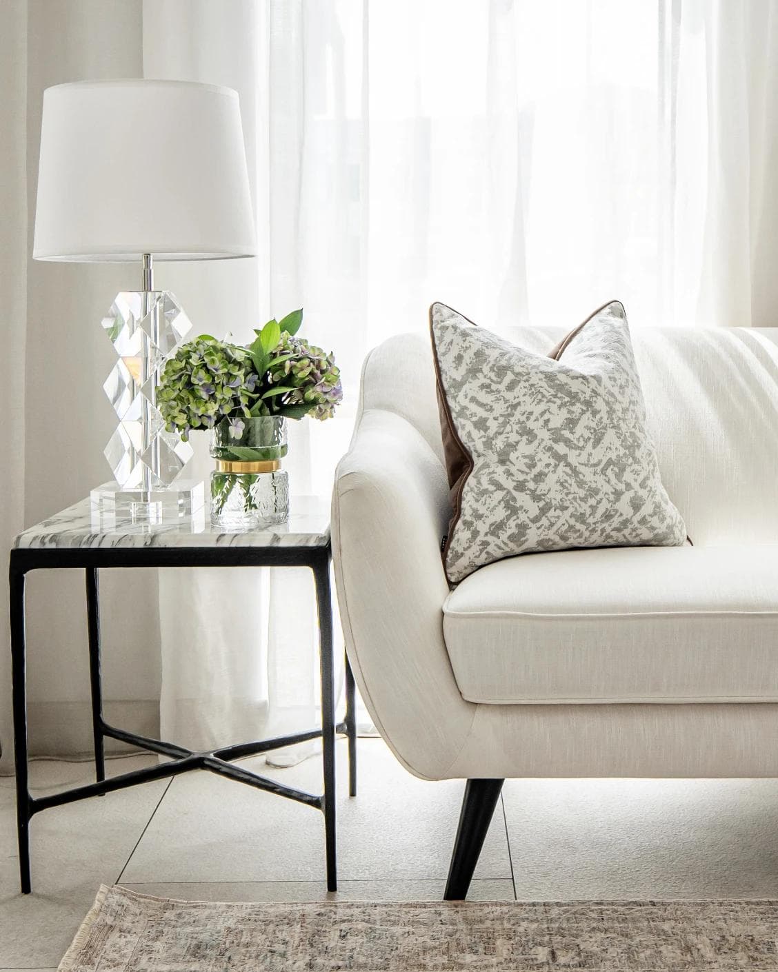 Arcie Laurent cushion in white and silver, shown in a product front view as image 8