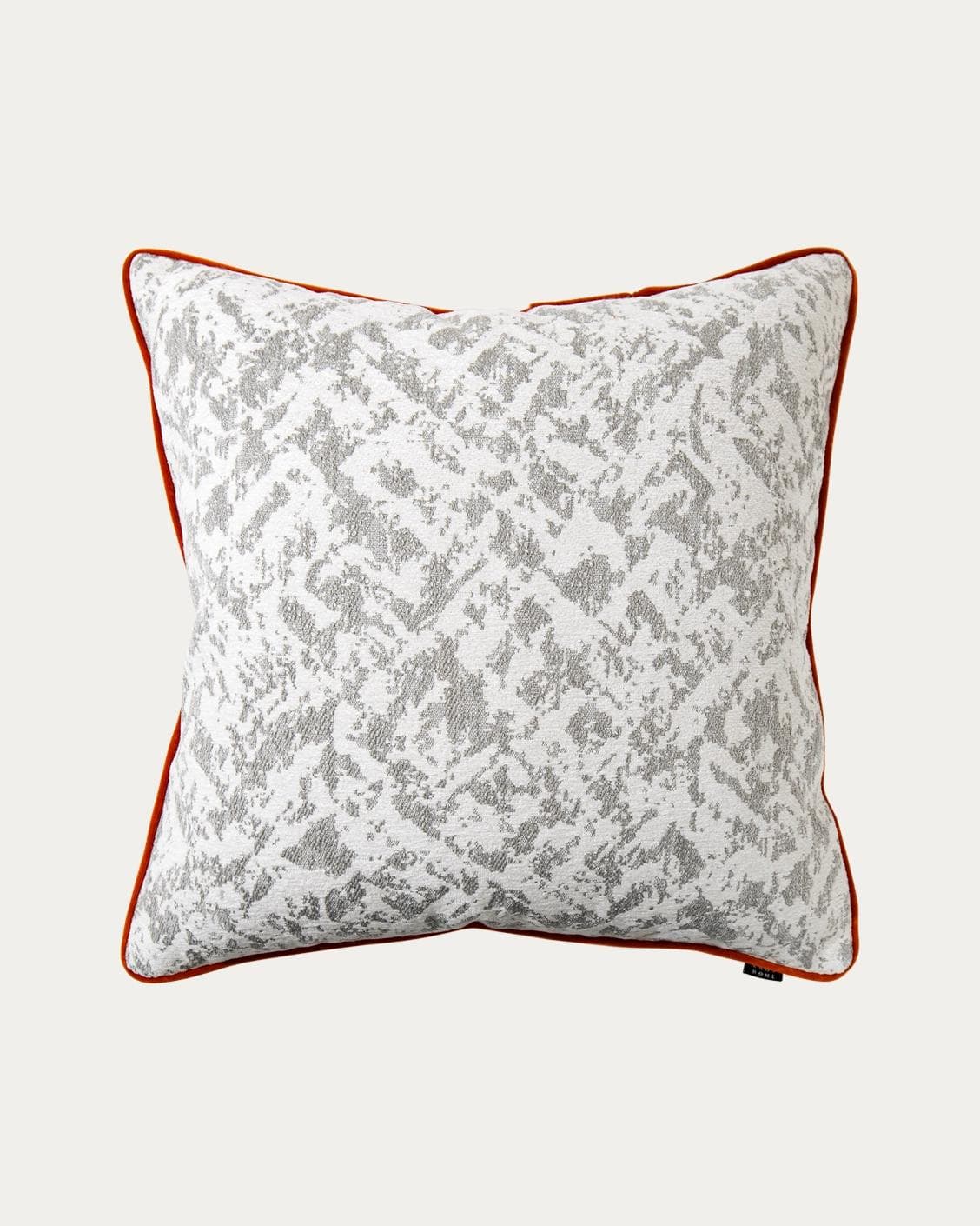 Arcie Tangelo cushion in white, grey and orange, shown in a product front view as image 1