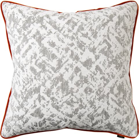 Arcie Tangelo cushion in white, grey and orange, shown in a product front view as image 1