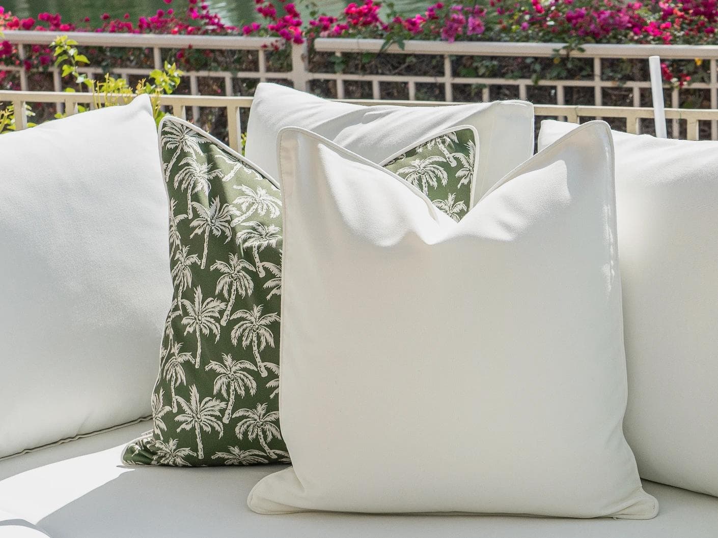 Arsh Bundle cushion in green and ivory, shown in a lifestyle right view as image 7