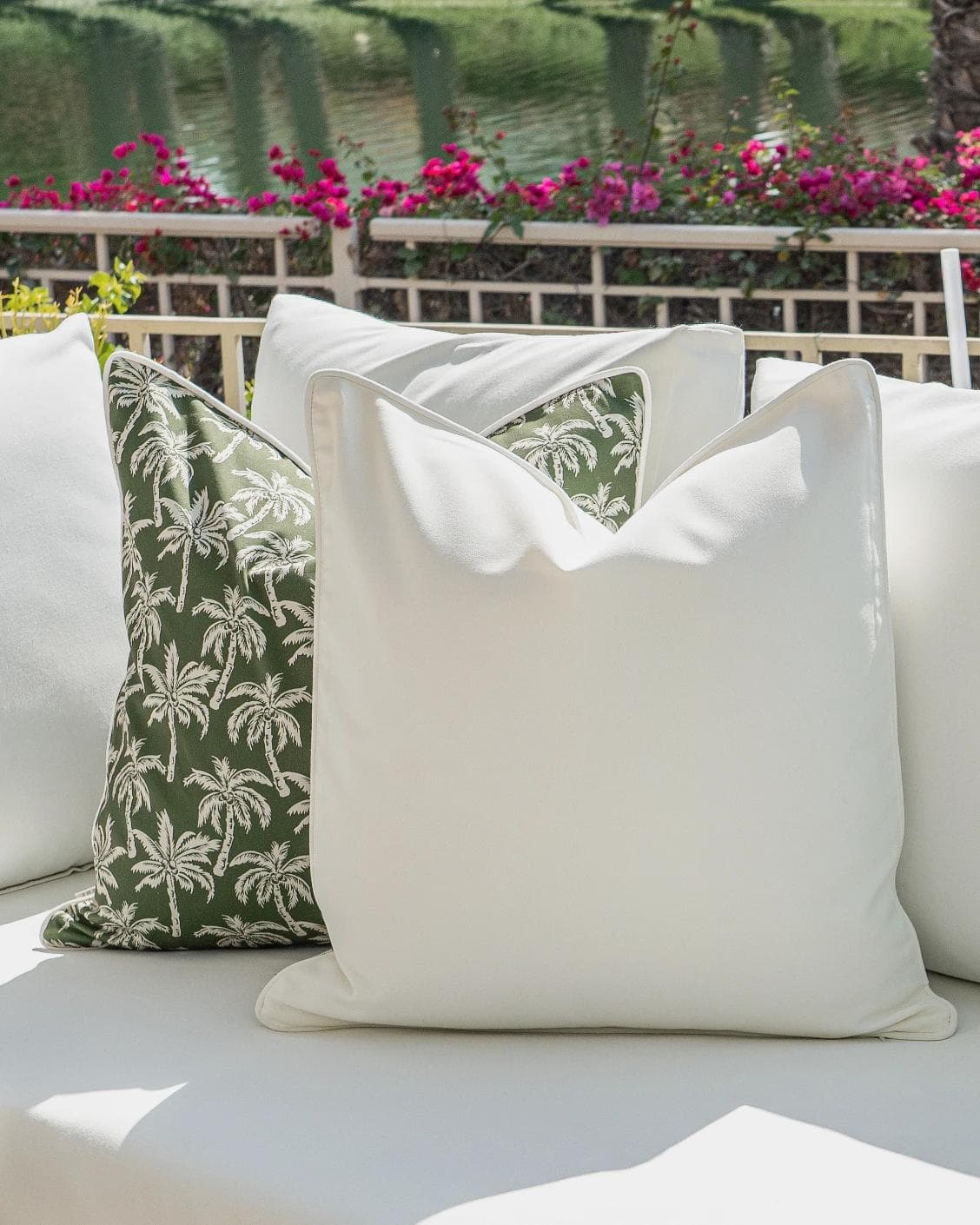 Arsh Bundle cushion in green and ivory, shown in a lifestyle right view as image 7
