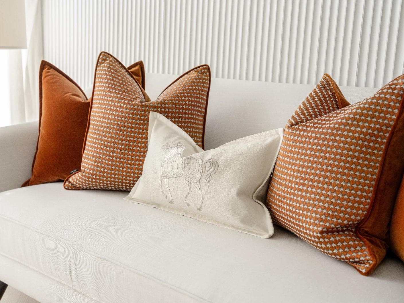 Auburn Bundle bundle - indoor in rust, white and orange, shown in a lifestyle right view as image 1