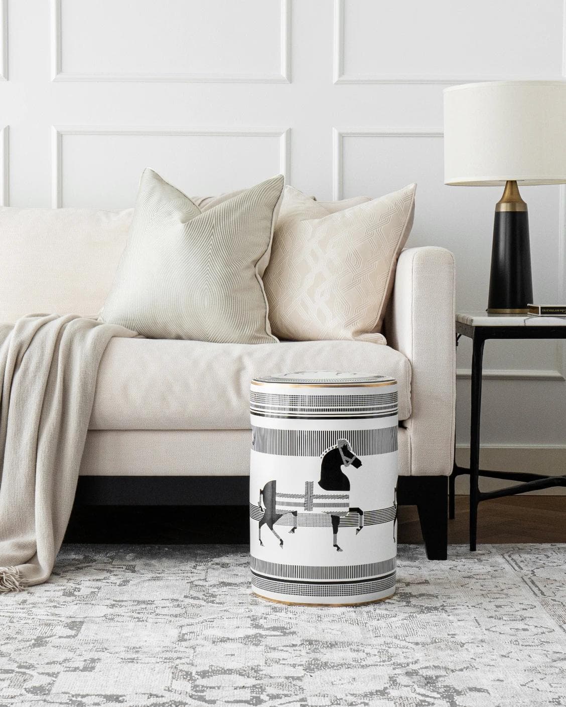 Aurora Jacobsen stools in white and black, shown in a lifestyle front view as image 5