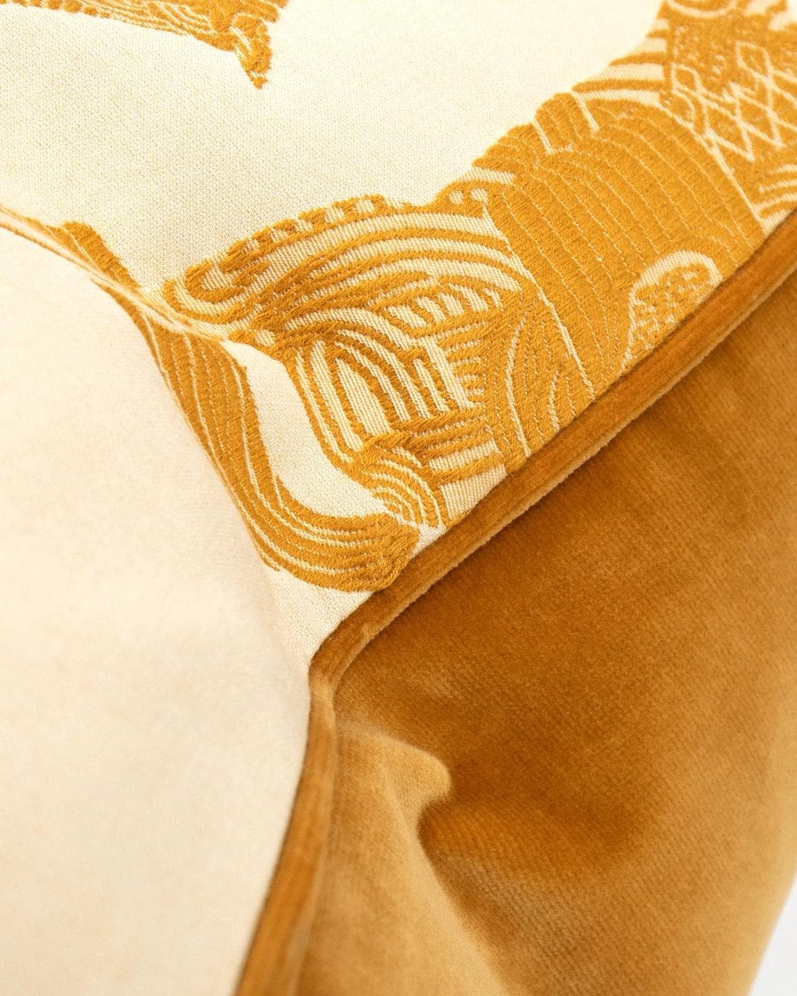 Aurora Klimt cushion in orange and beige, shown in a product close-up as image 7