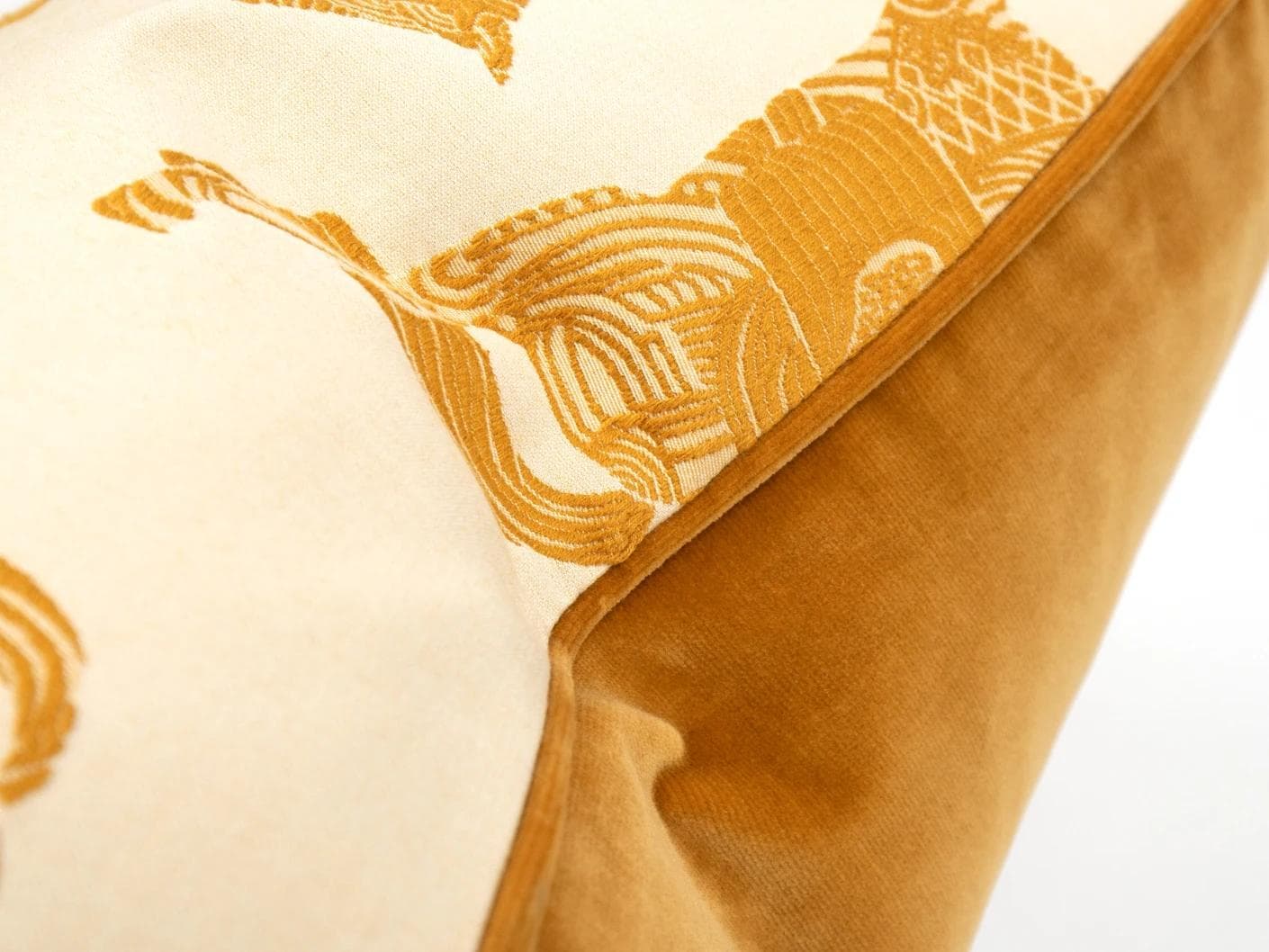 Aurora Klimt cushion in orange and beige, shown in a product close-up as image 7