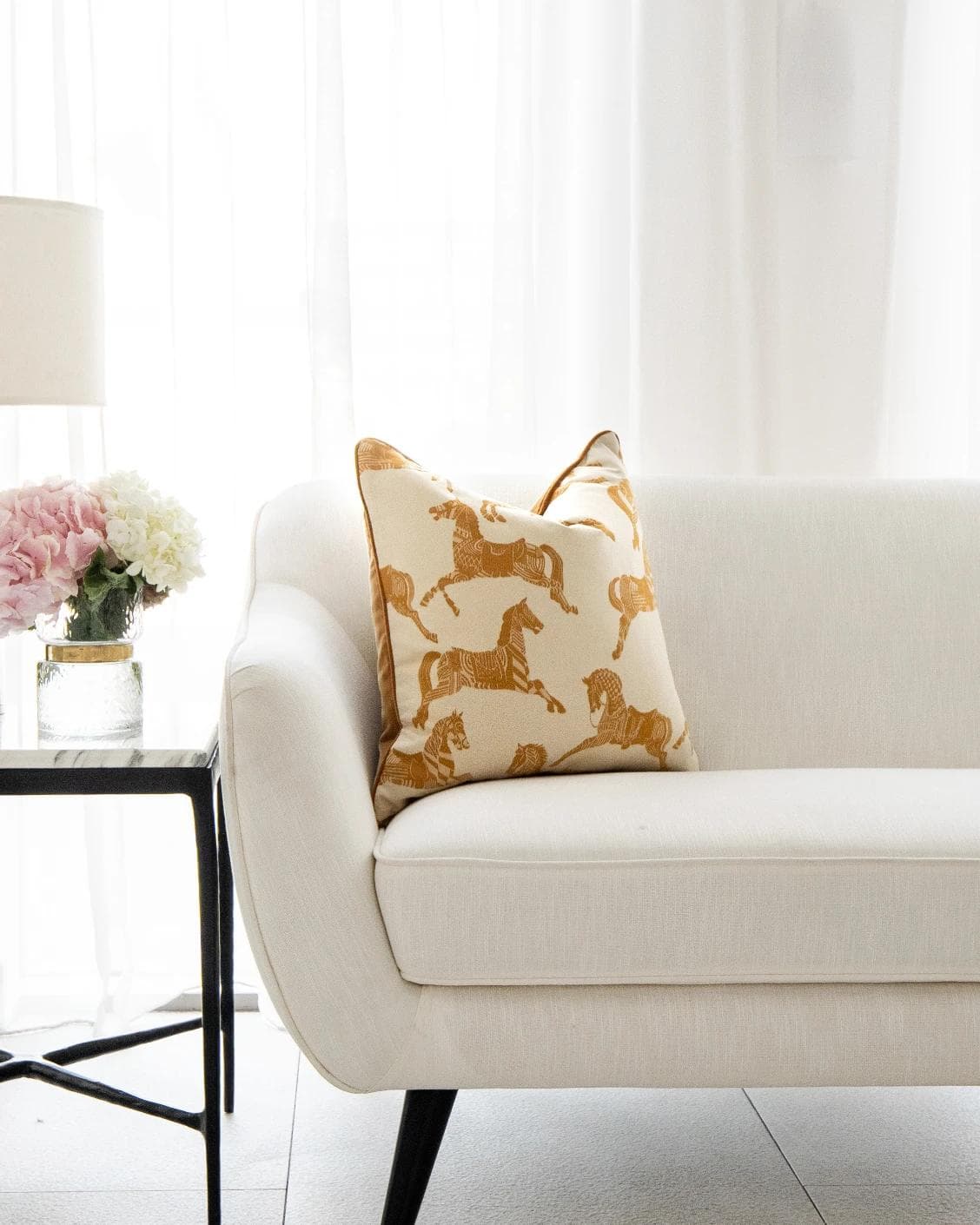 Aurora Klimt cushion in orange and beige, shown in a product front view as image 8