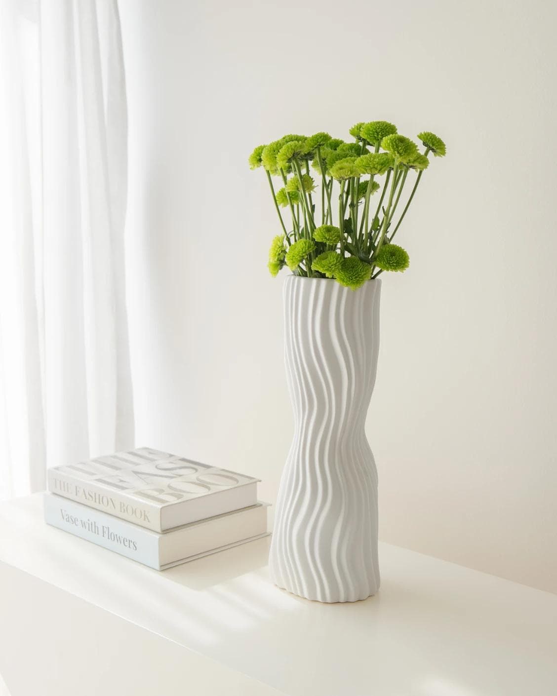 Baiza Arneson vases in white, shown in a lifestyle right view as image 6