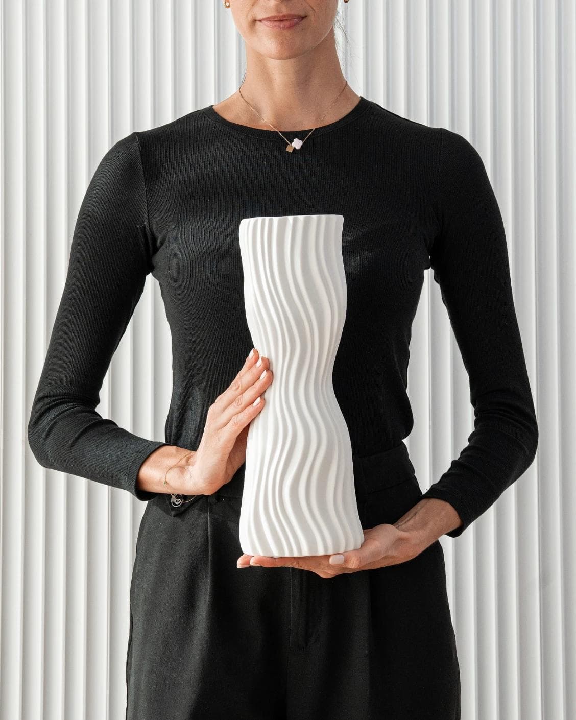 Baiza Arneson vases in white, shown in a product front view as image 10
