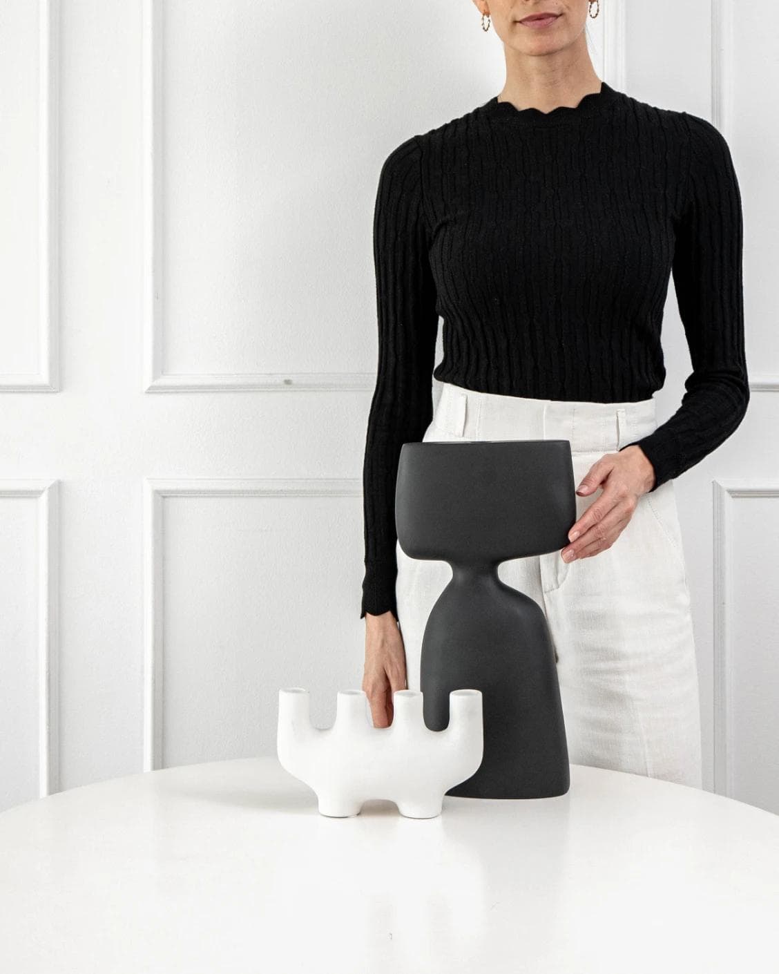 Berta Arneson vases in white and black, shown in a product front view as image 5