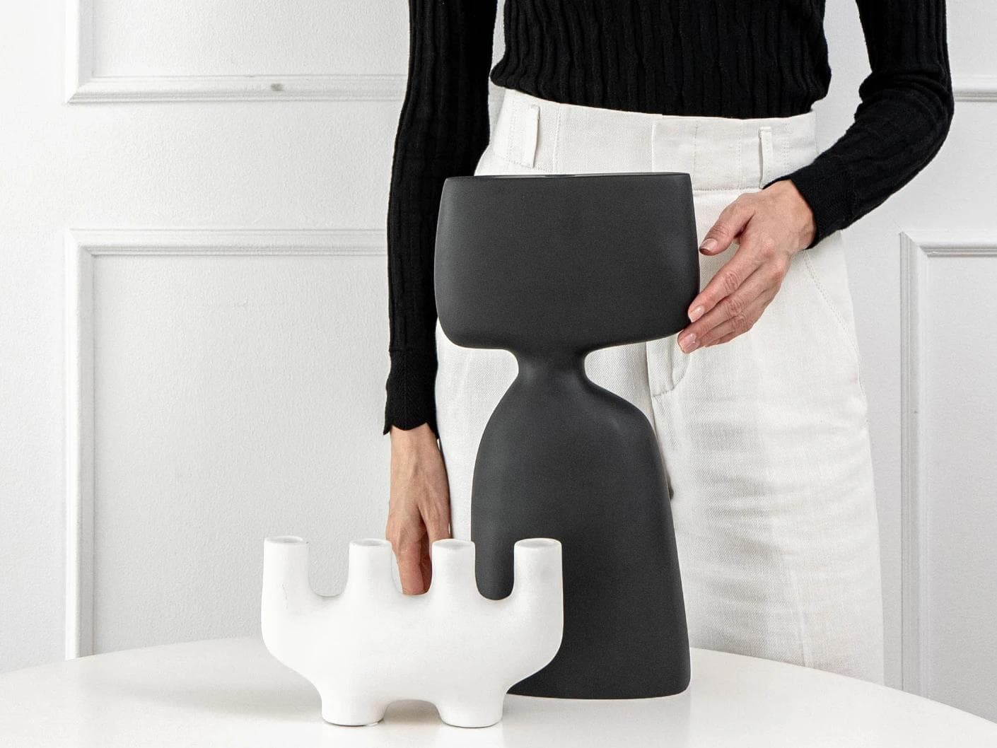 Berta Arneson vases in white and black, shown in a product front view as image 5
