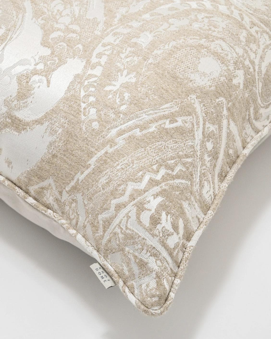 Berti Hodler cushion in beige and silver, shown in a product top view as image 8