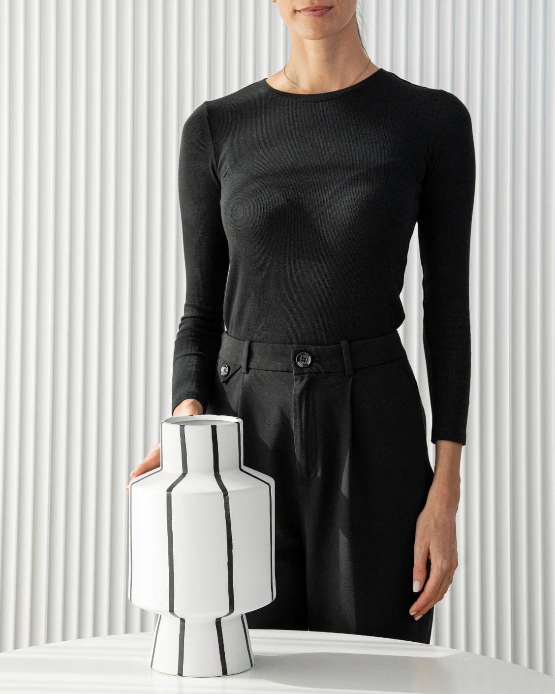 Bethany Arneson vases in white and black, shown in a product front view as image 12
