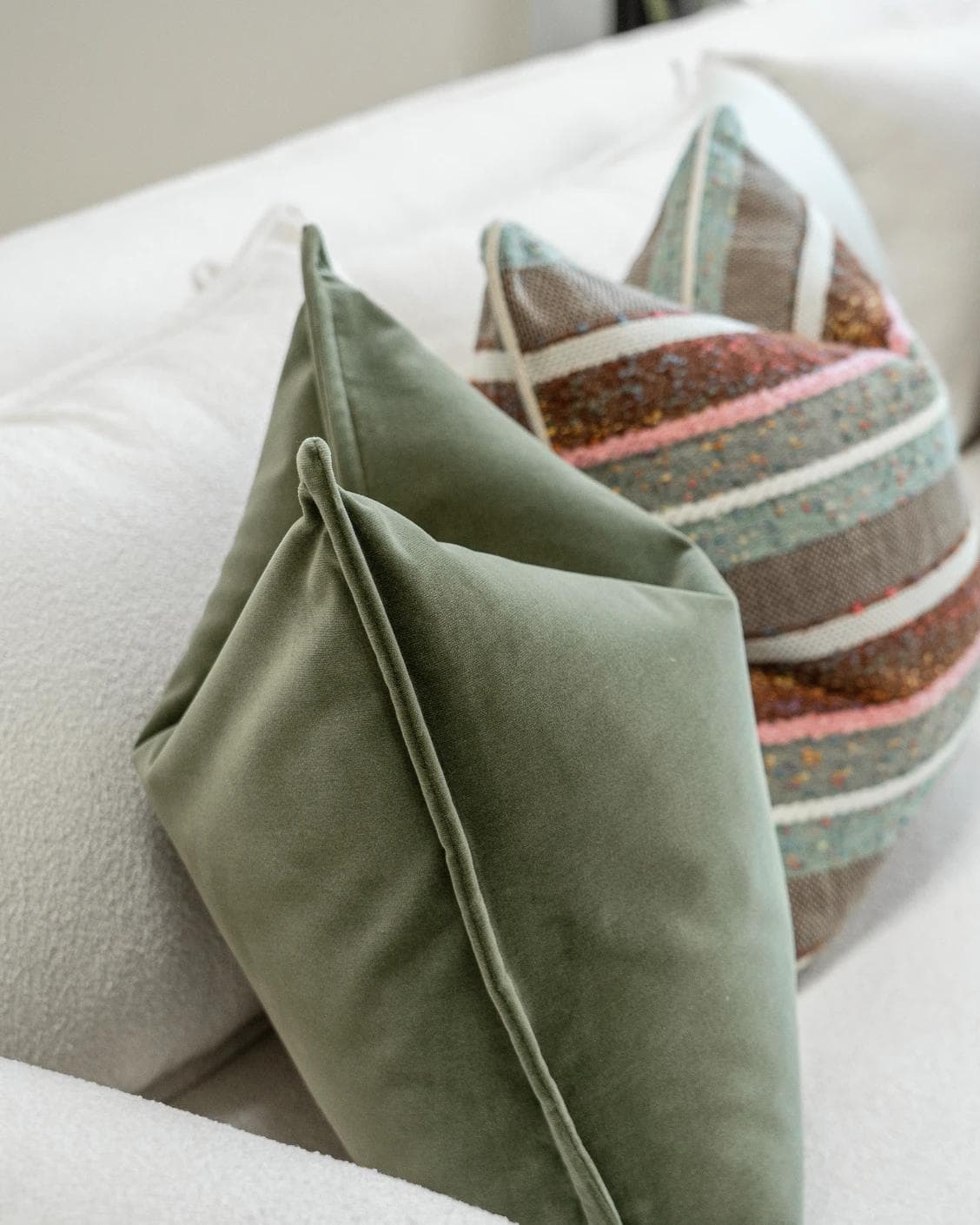 Blaire Bundle cushion in multicolour and green, shown in a product left view as image 7