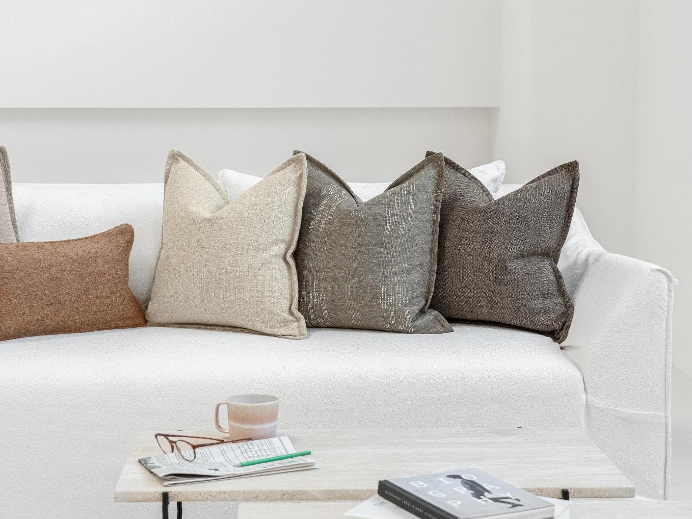 Bretty Bundle bundle - indoor in brown, charcoal, taupe and beige, shown in a lifestyle front view as image 2