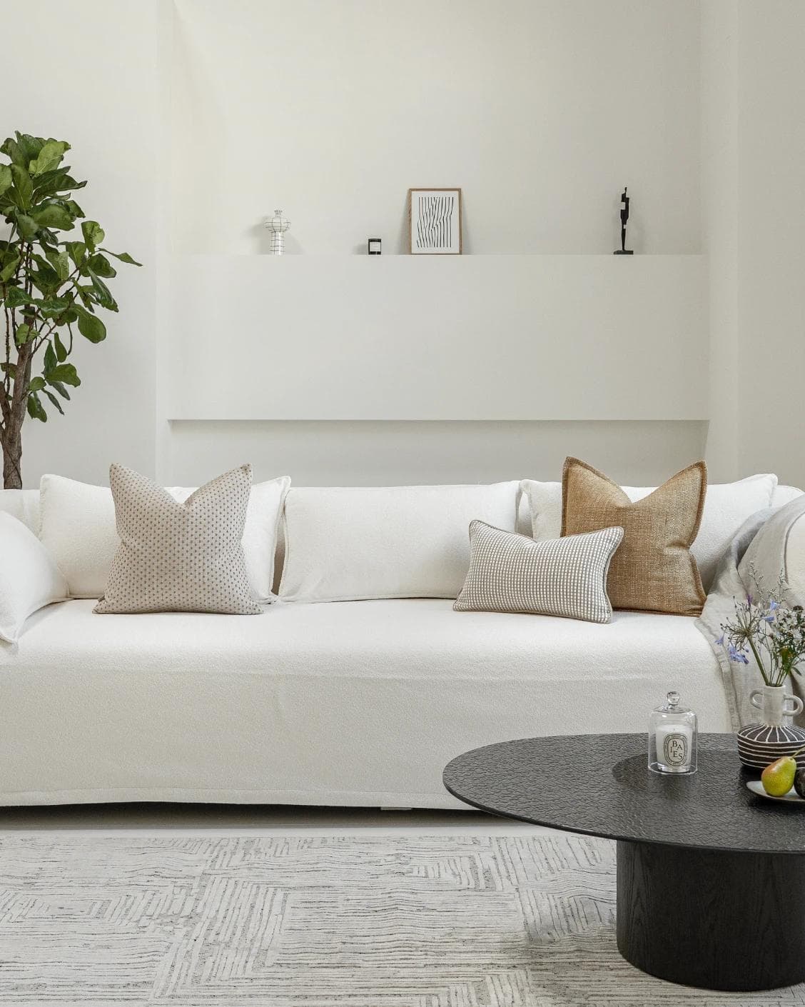 Bryan Bundle cushion in yellow and white, shown in a lifestyle front view as image 4