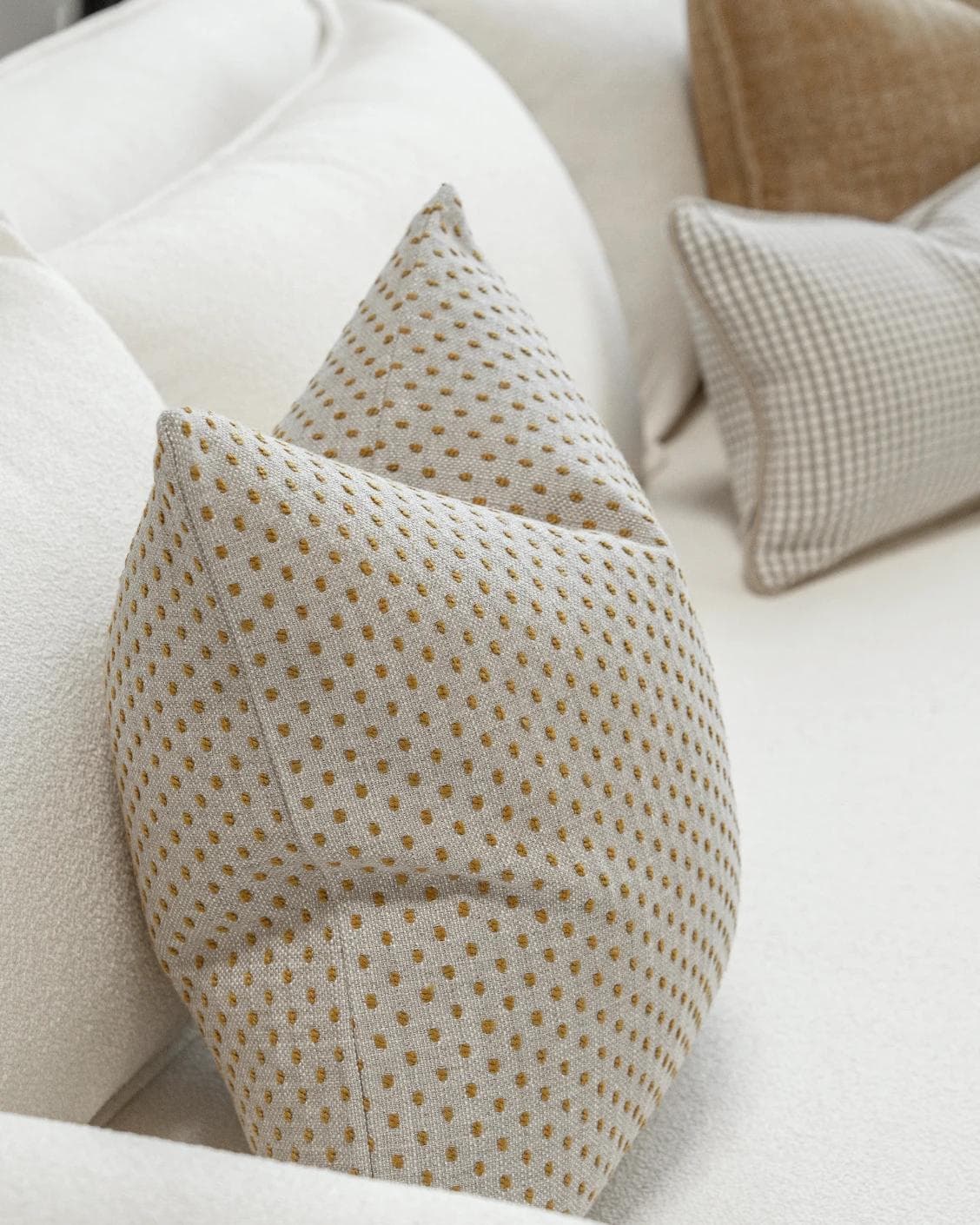 Bryan Bundle cushion in yellow and white, shown in a product left view as image 6