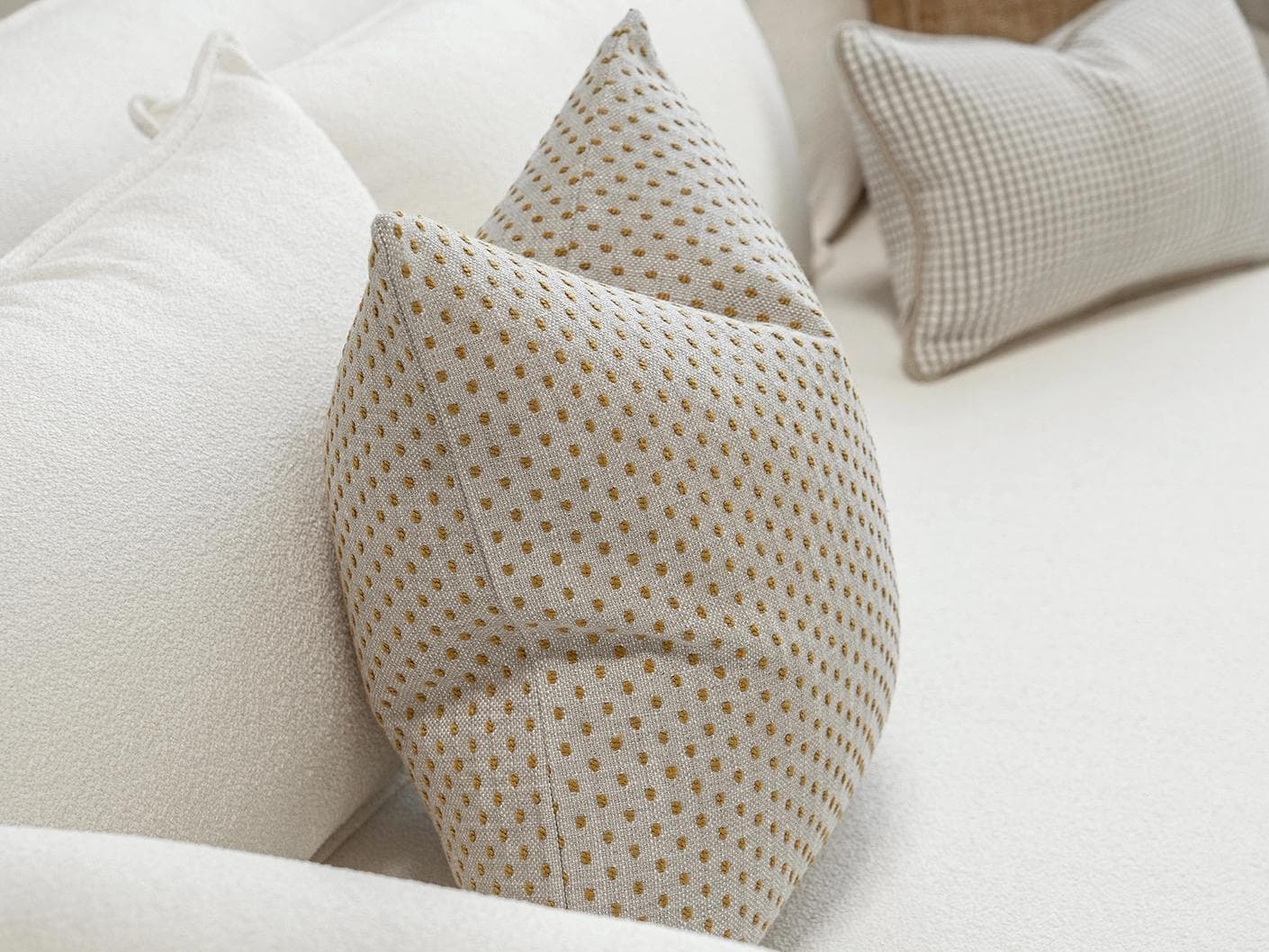 Bryan Bundle cushion in yellow and white, shown in a product left view as image 6