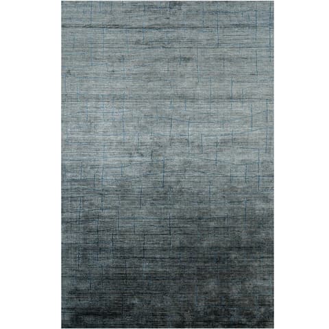 Caleb Ashton carpets in grey, teal and blue, shown in a product top view as image 1