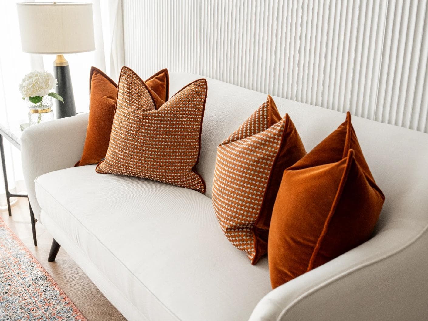 Callan Bundle bundle - indoor in rust and orange, shown in a lifestyle right view as image 1