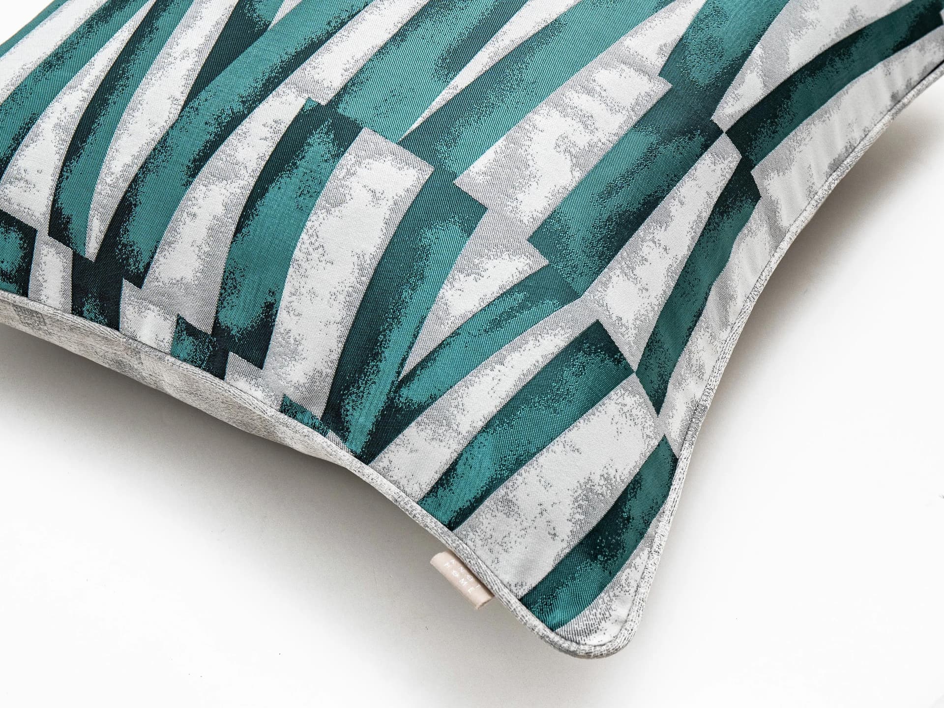 Carlie Teal cushion in turquoise, blue and green, shown in a product top view as image 2