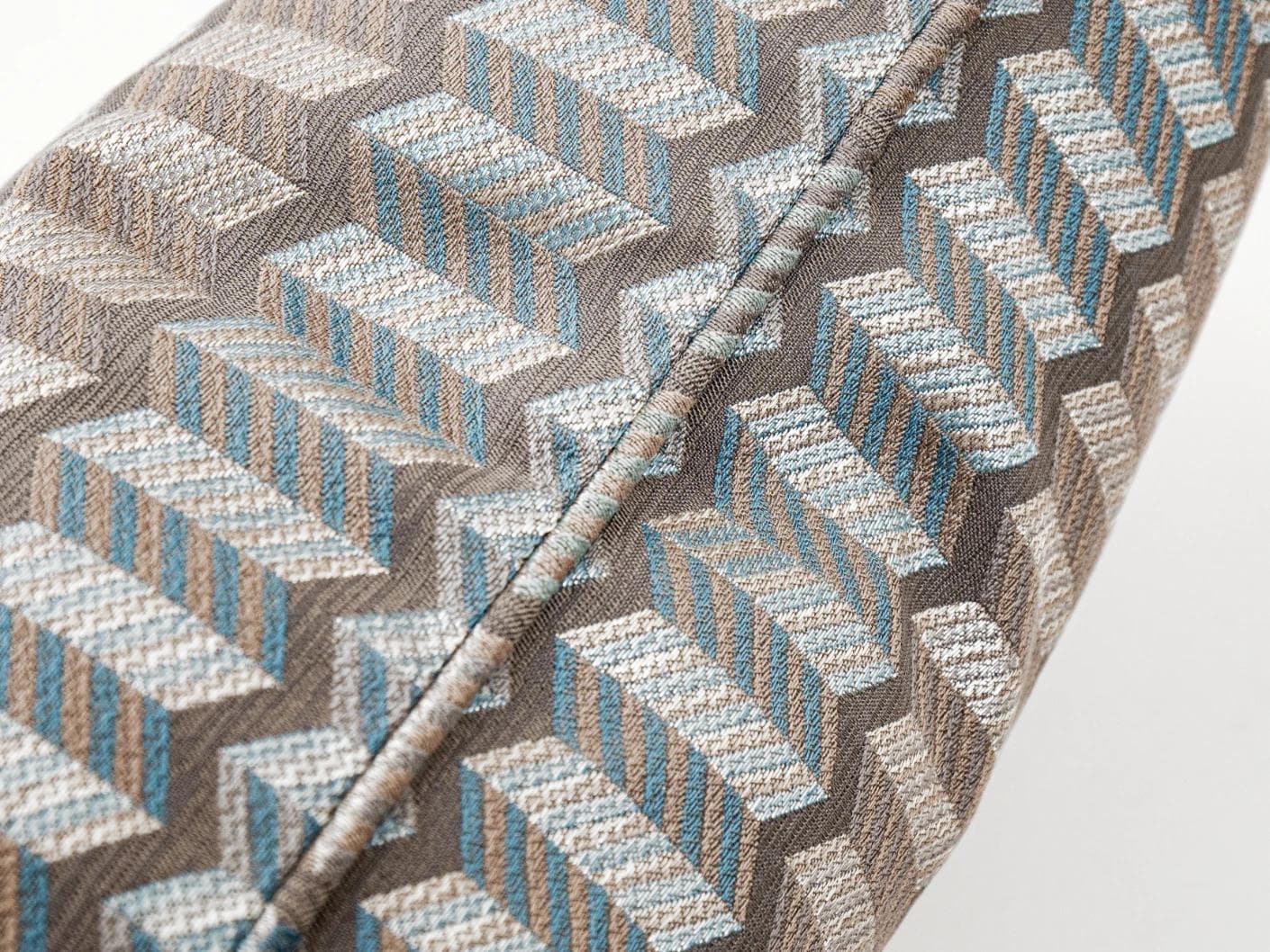Cecilia Canova II cushion in silver, blue and multicolour, shown in a product close-up as image 3