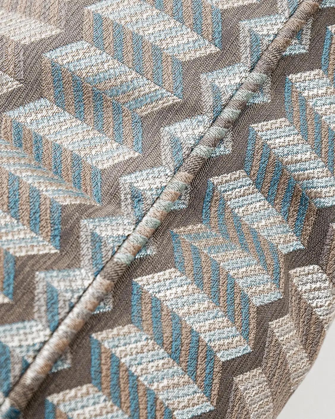 Cecilia Canova II cushion in silver, blue and multicolour, shown in a product close-up as image 3