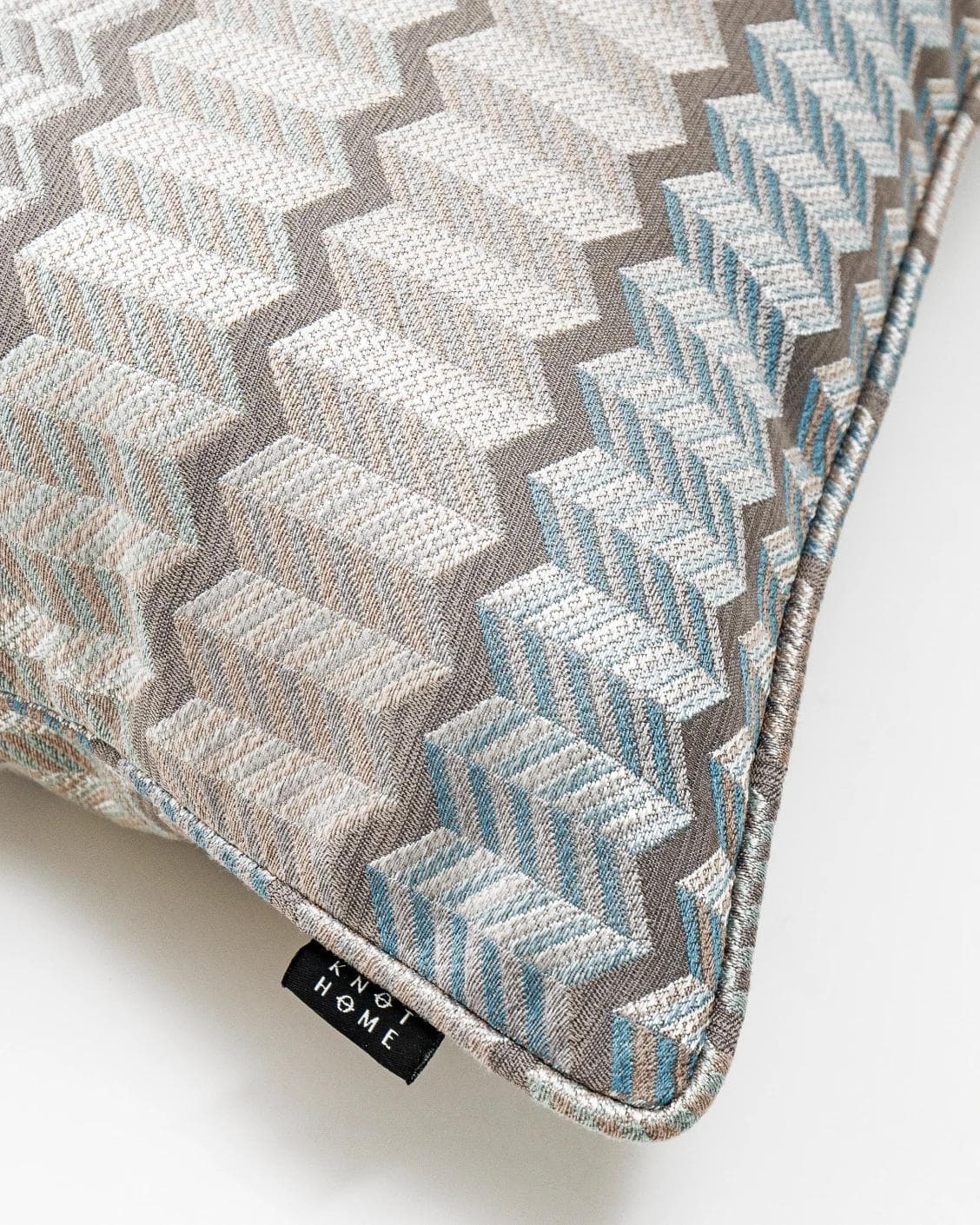 Cecilia Canova II cushion in silver, blue and multicolour, shown in a product top view as image 2