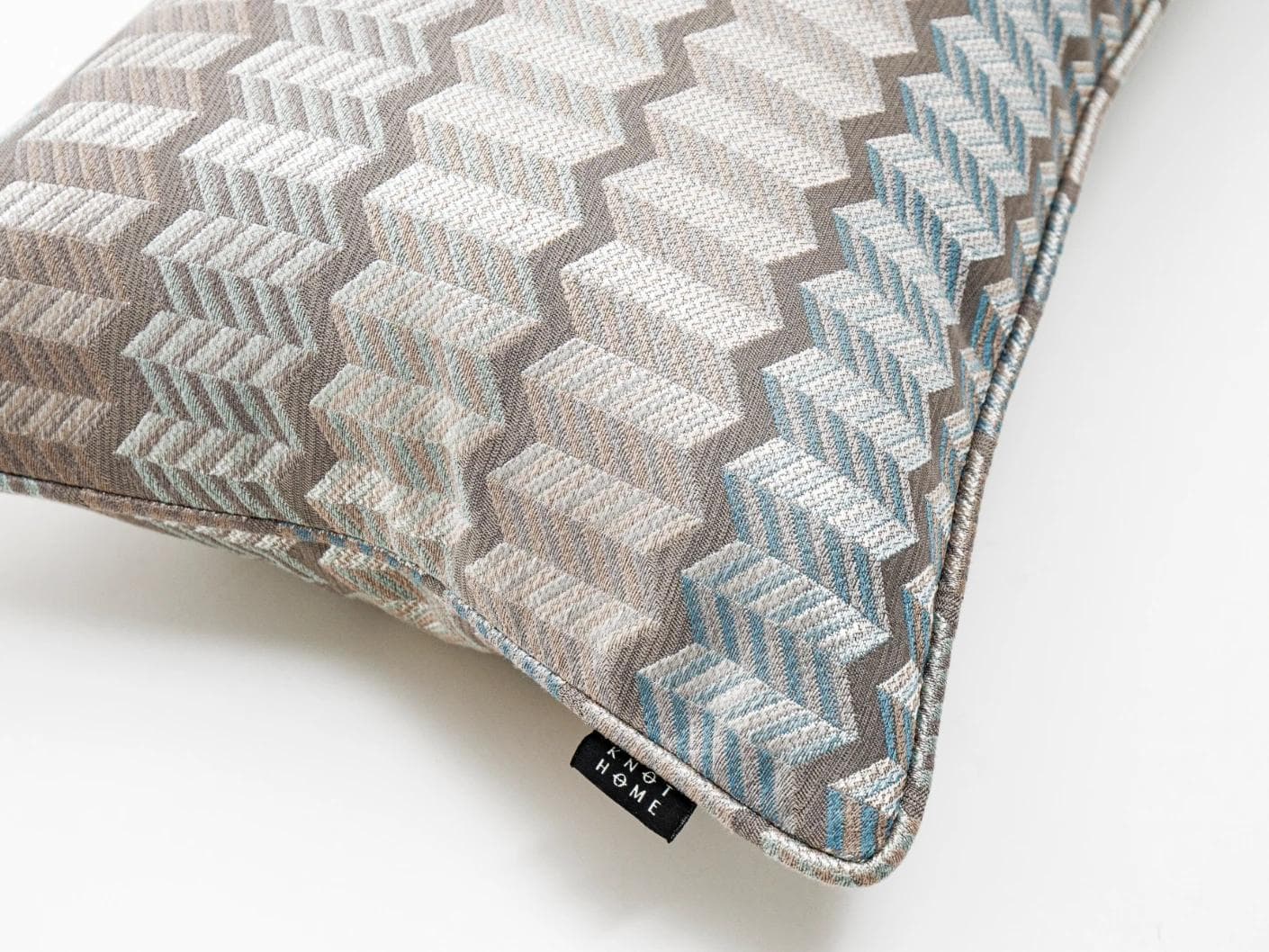 Cecilia Canova II cushion in silver, blue and multicolour, shown in a product top view as image 2