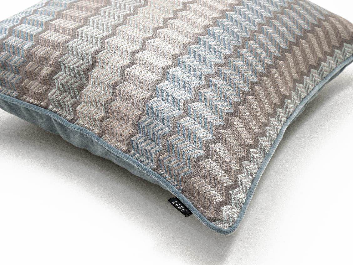 Cecilia Canova cushion in silver, blue and multicolour, shown in a product top view as image 2