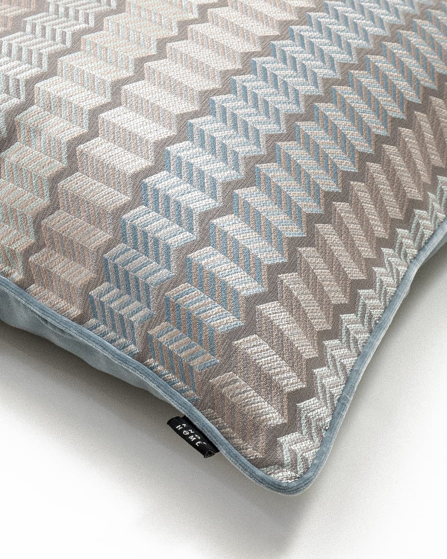 Cecilia Canova cushion in silver, blue and multicolour, shown in a product top view as image 2