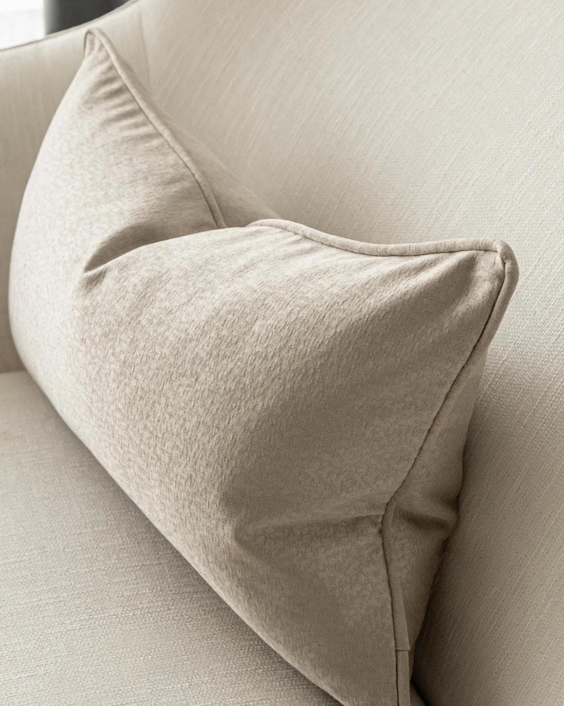 Celeste Laurent II cushion in gold and beige, shown in a lifestyle right view as image 5